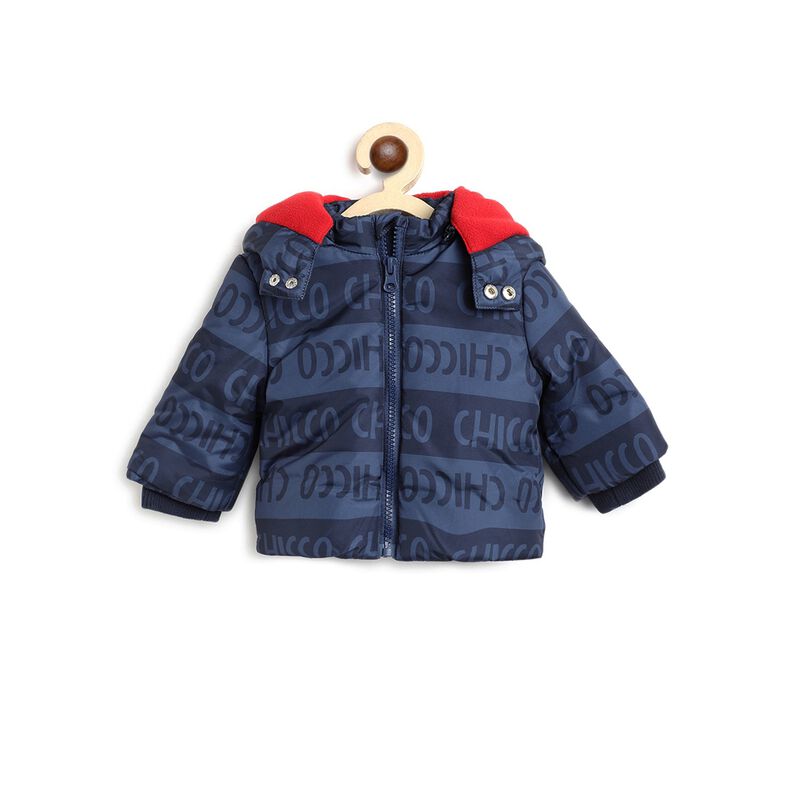 Jacket with Detachable Hood- Blue with Chicco Print image number 0